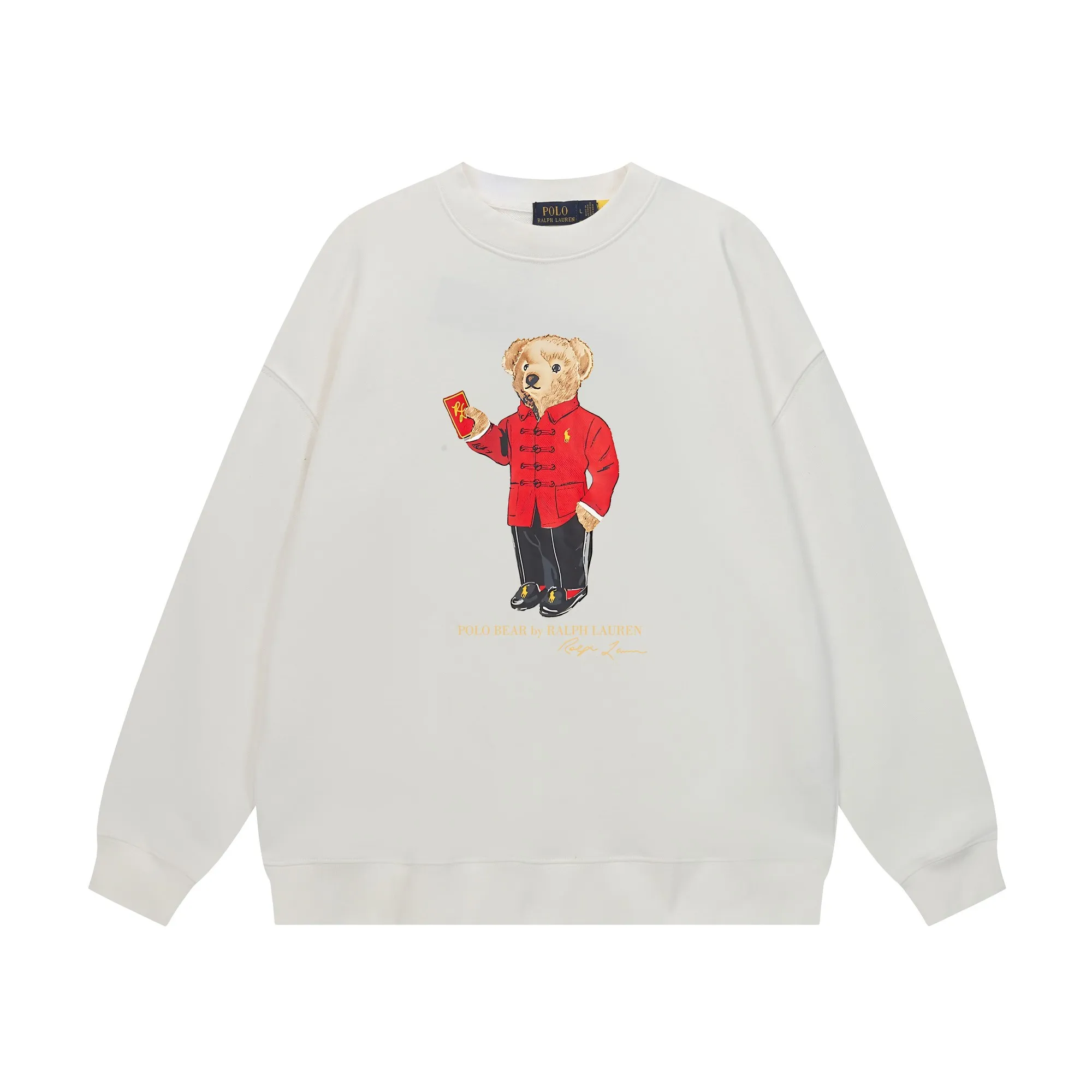 P200 Long-term stock] RalphLauren/Ralph Lauren 2025 autumn and winter new bear letter print 420g heavy large terry sweatshirt Ralph Lauren's age-reducing item, the coat fabric is made of 85% cotton ➕15% polyester, which not only retains the softness, comfort and breathability of cotton, but also adds the wear resistance and wrinkle resistance of polyester fiber, making the clothes more durable and easy to care for. Even in slightly cooler weather, you won't feel stuffy when wearing it. This kind of fabric has a natural crisp feel and is not easy to pill or deform. The bear on the chest is printed with English letters. It is full of color, full of three-dimensionality, and lifelike, adding a bit of liveliness and interest to the whole sweatshirt. There is no pressure to dress, regardless of age or gender. Complete accessories! Color: black, white, navy blue, light floral gray Size: M-L-XL-XXL